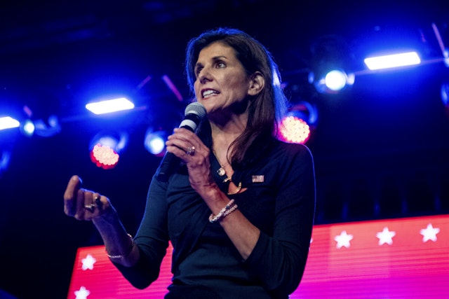 Republican presidential candidate, former U.N. Ambassador Nikki Haley speaks at a campaign rally on March 4, 2024 in Fort Worth, Texas.