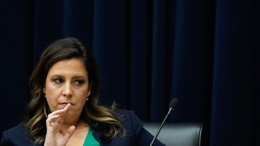 US Representative Elise Stefanik, Republican of New York, listens during a House Committee on Education and the Workforce hearing about antisemitism on college campuses, on Capitol Hill in Washington, DC, on April 17, 2024.