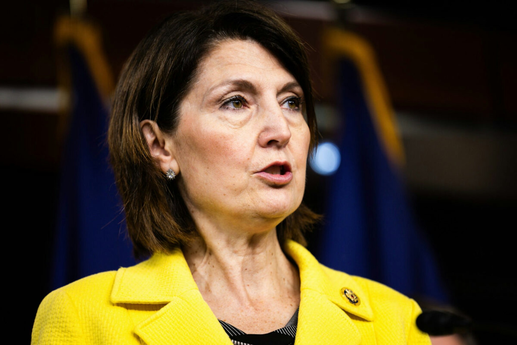 Representative Cathy McMorris Rodgers, a Republican from Washington, speaks during a news conference about the ongoing protests happening on college campuses, at the US Capitol in Washington, DC, US, on Tuesday, April 30, 2024.
