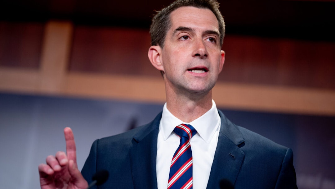 Sen. Tom Cotton (R-AR) speaks during a news conference on Capitol Hill on May 1, 2024 in Washington, DC