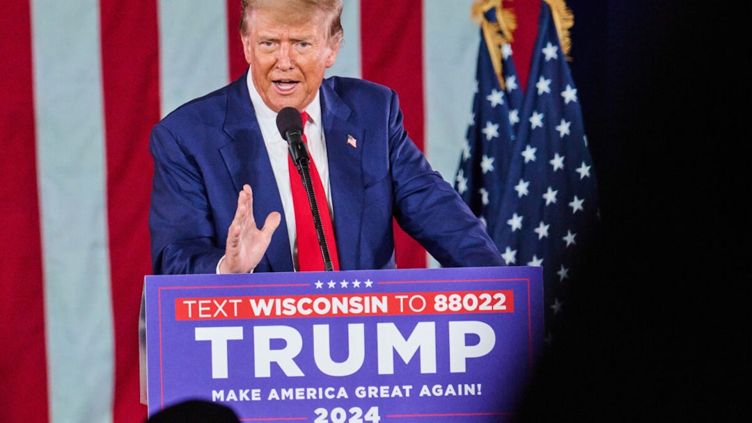 Former US President Donald Trump speaks during a campaign event at the Waukesha Expo Center in Waukesha, Wisconsin, US, on Wednesday, May 1, 2024. In the swing states that are key to the November election, US President Joe Biden now leads Donald Trump only in Michigan, falling back behind the former president in Pennsylvania and Wisconsin, with his deficit growing larger in Georgia, Arizona, Nevada and North Carolina.