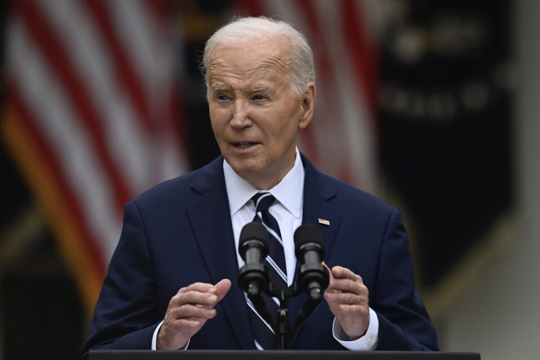 United States President Joe Biden delivers Remarks on American Investments and Jobs in the Rose Garden at the White House.
