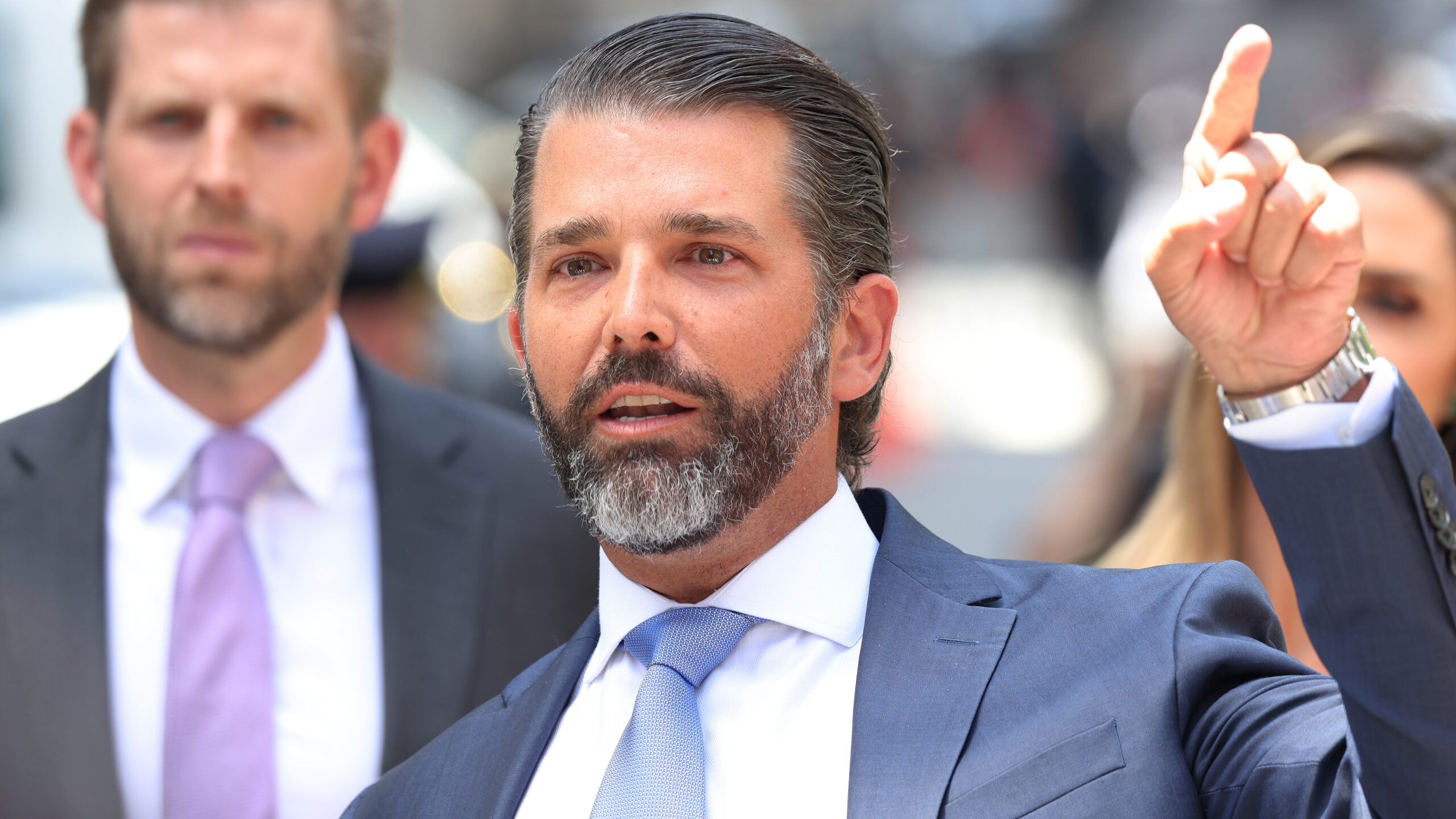 Donald Trump Jr. criticizes ‘Witch Hunt’ trial against father, calling out Biden campaign rally nearby