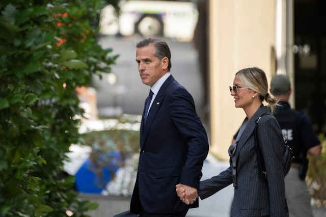 Hunter Biden, son of US President Joe Biden, left, and his wife Melissa Cohen Biden exit federal court in Wilmington, Delaware, US, on Monday, June 3, 2024. The troubled life of US President Joe Biden's son, Hunter, will be at the center of legal and political fights in coming months as he faces two sets of federal criminal charges. Photographer: Joe Lamberti/Bloomberg via Getty Images
