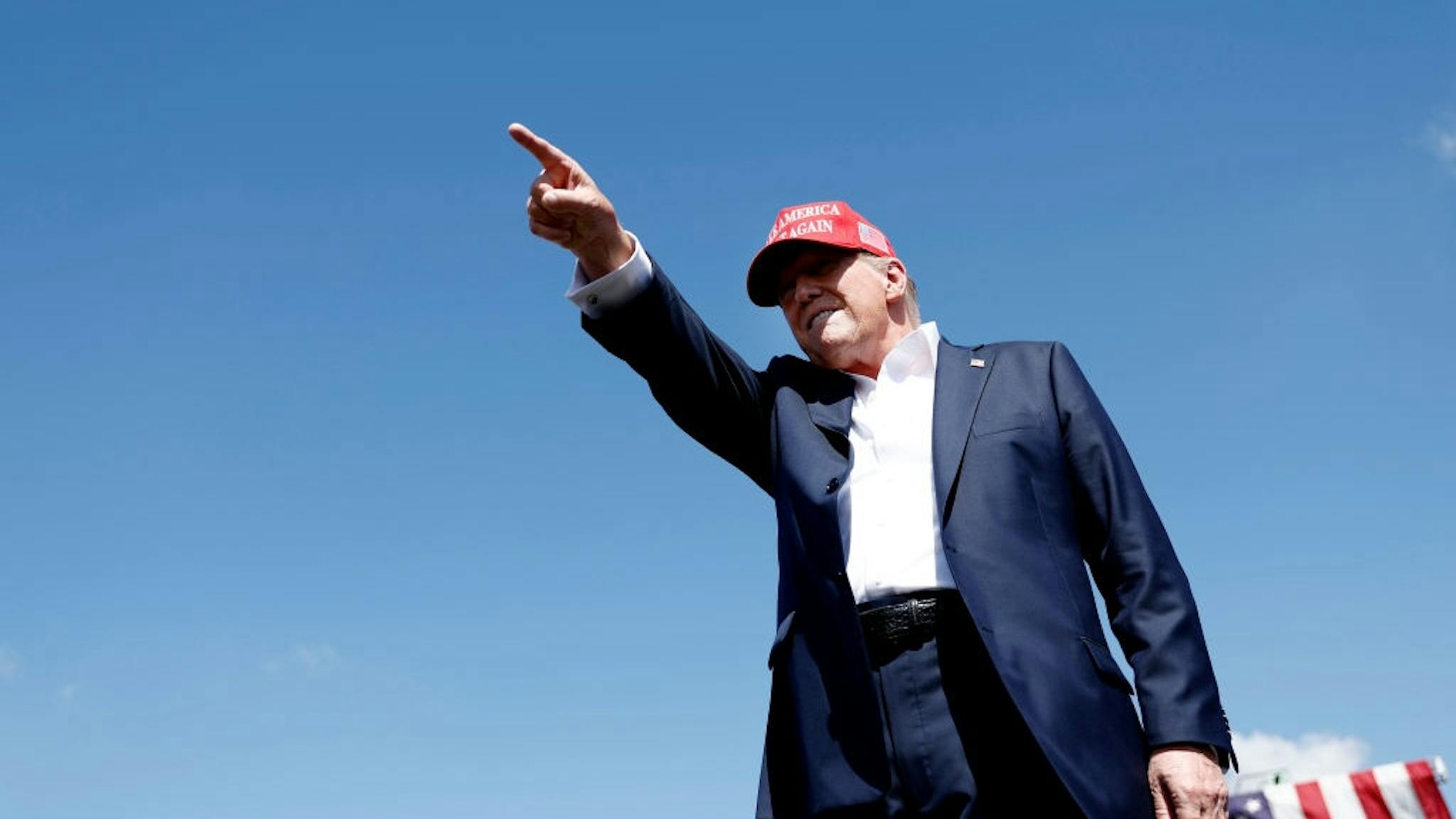 Donald Trump Republican presidential candidate, former U.S. President Donald Trump arrives to a rally at Greenbrier Farms on June 28, 2024 in Chesapeake, Virginia. (Photo by Anna Moneymaker/Getty Images)