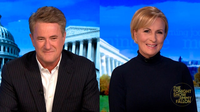 THE TONIGHT SHOW STARRING JIMMY FALLON -- Episode 1361A -- Pictured in this screengrab: (l-r) Co-hosts of "Morning Joe" on MSNBC Joe Scarborough and Mika Brzezinski during an interview on November 24, 2020 -- (Photo By: NBC/NBCU Photo Bank via Getty Images)