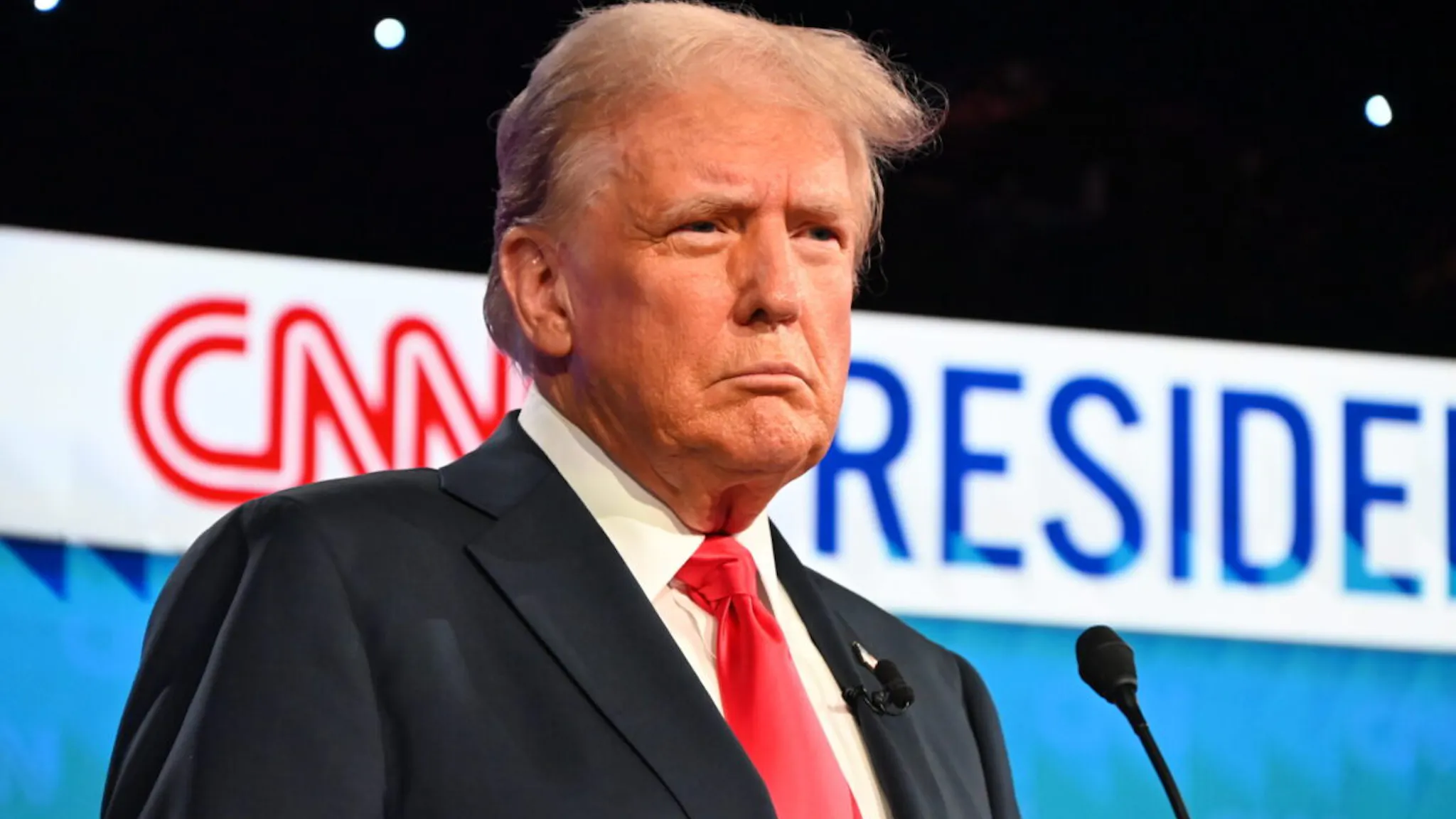 Donald Trump ATLANTA, GEORGIA, UNITED STATES - JUNE 27: President of the United States Joe Biden and Former President Donald Trump participate in the first Presidential Debate at CNN Studios in Atlanta, Georgia, United States on June 27, 2024.