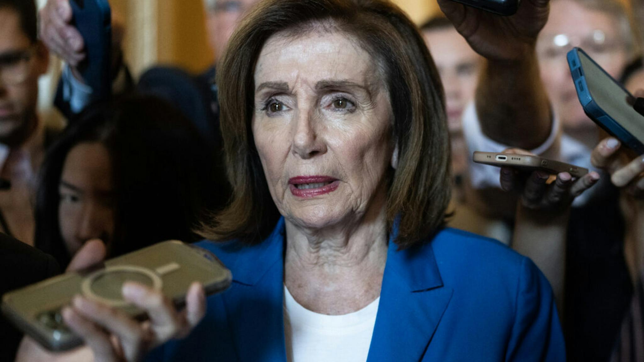 Rep. Nancy Pelosi, D-Calif. Rep. Nancy Pelosi, D-Calif., talks with reporters in the U.S. Capitol about the presidential debate between President Joe Biden and former President Donald Trump on Friday, June 28, 2024.