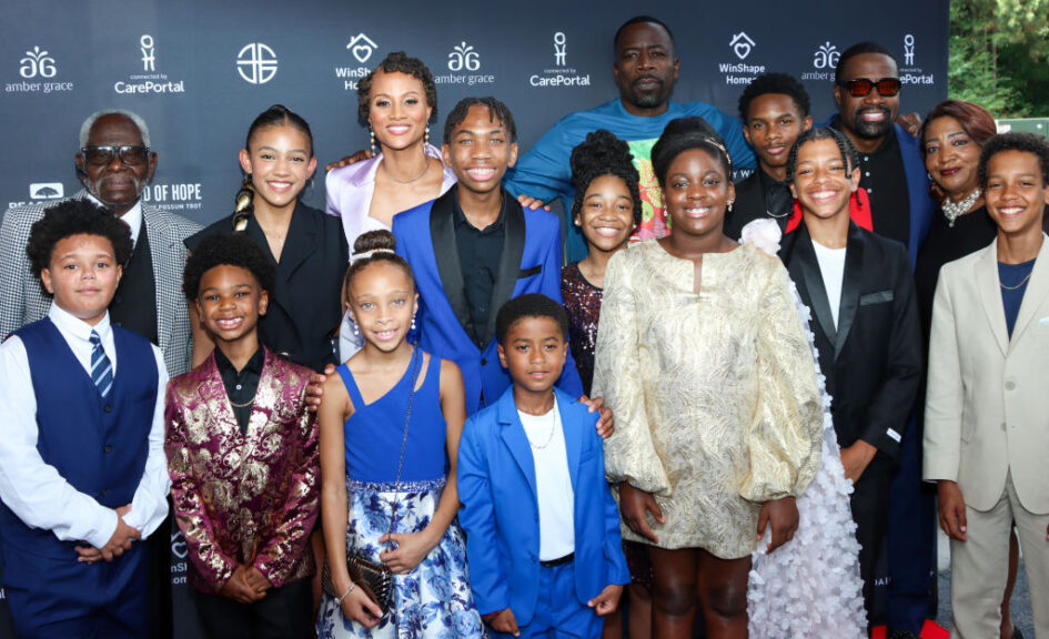 FAYETTEVILLE, GEORGIA - JUNE 28: (Back row) Bishop Wilbert Martin, Diaana Babnicova, Nika King, Taj Johnson, Alyssa Gabriel, Demetrius Grosse, Sabrina Johnson, Ellis Hobbs IV, Jayden Tolbert, Rena Canady-Lester, (Front row) Jaxon James, Aria Pulliam, Asher Clay, Sabrina Johnson, and Jackson Abram attends 