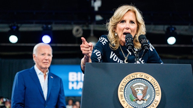 RALEIGH, NC June 28, 2024: First Lady Dr. Jill Biden and US President Joe Biden during a campaign event at The North Carolina State Fairgrounds in Raleigh, NC on Friday, June 28, 2024.