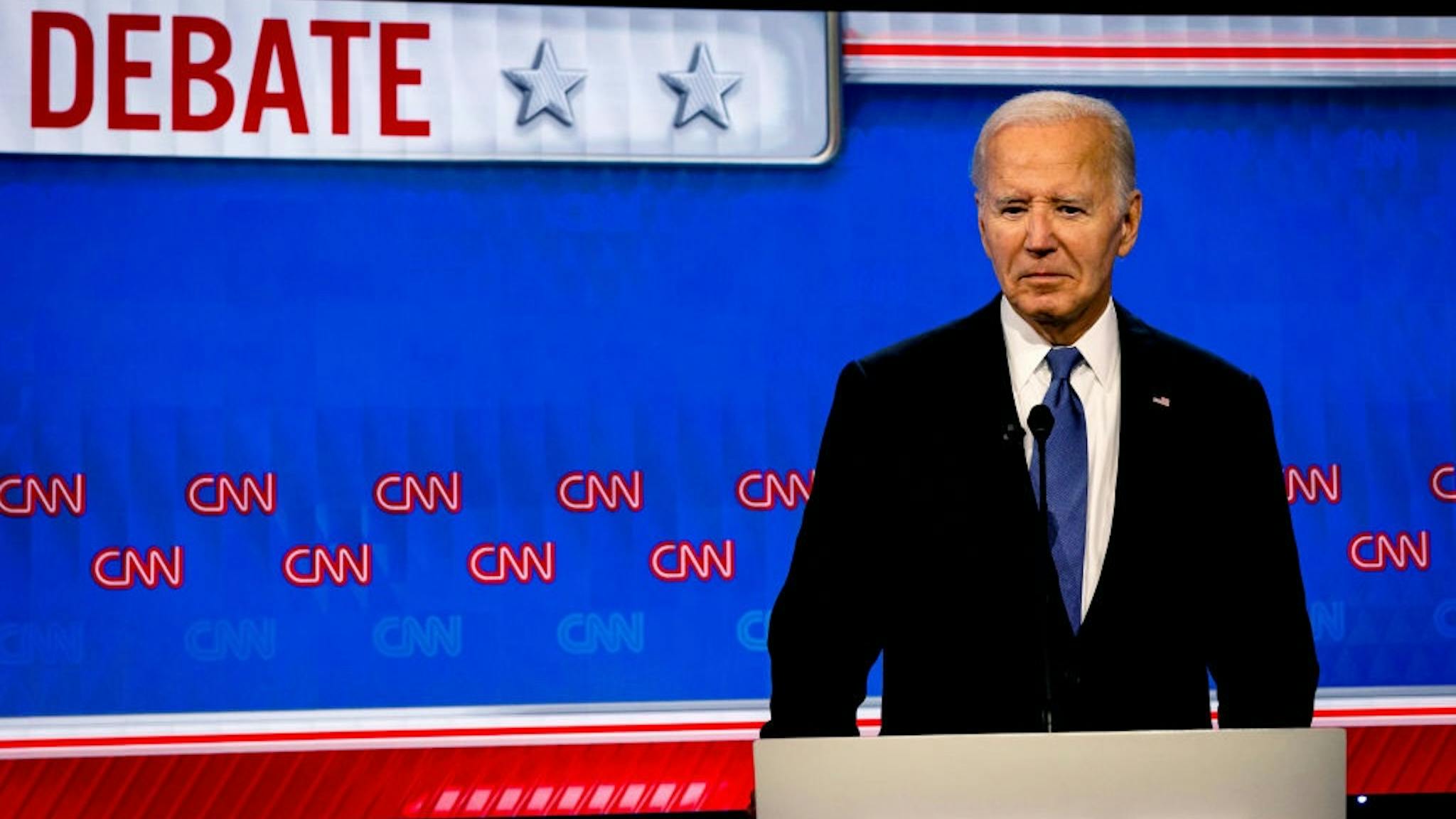 Joe Biden US President Joe Biden during the first presidential debate with former US President Donald Trump, not pictured, in Atlanta, Georgia, US, on Thursday, June 27, 2024. Photographer: Eva Marie Uzcategui/Bloomberg