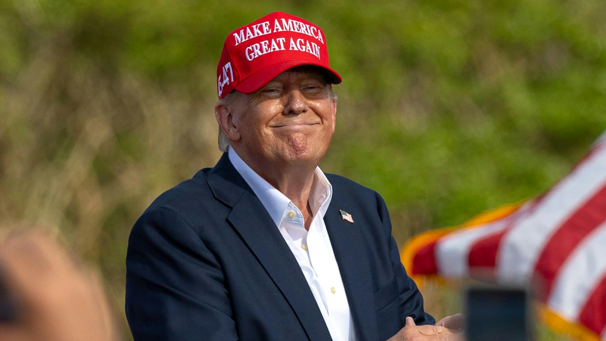 Donald Trump Campaigns In Virginia Following First Presidential Debate Former US President Donald Trump during a campaign event at Historic Greenbrier Farms in Chesapeake, Virginia, US, on Friday, June 28, 2024. Trump kept a mostly calm demeanor during the first presidential debate, avoiding the kind of outbursts and belligerence that hurt him in his 2020 debate with Biden, but delivered responses riddled with falsehoods and exaggerations.