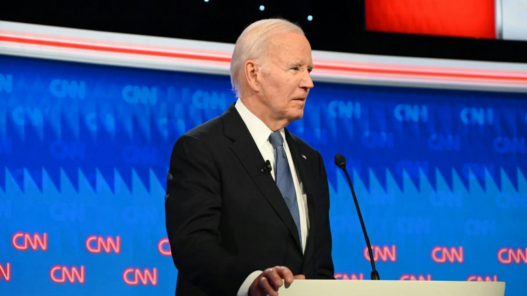 Biden 2024 debate ATLANTA, GEORGIA, UNITED STATES - JUNE 27: President of the United States Joe Biden and Former President Donald Trump participate in the first Presidential Debate at CNN Studios in Atlanta, Georgia, United States on June 27, 2024.