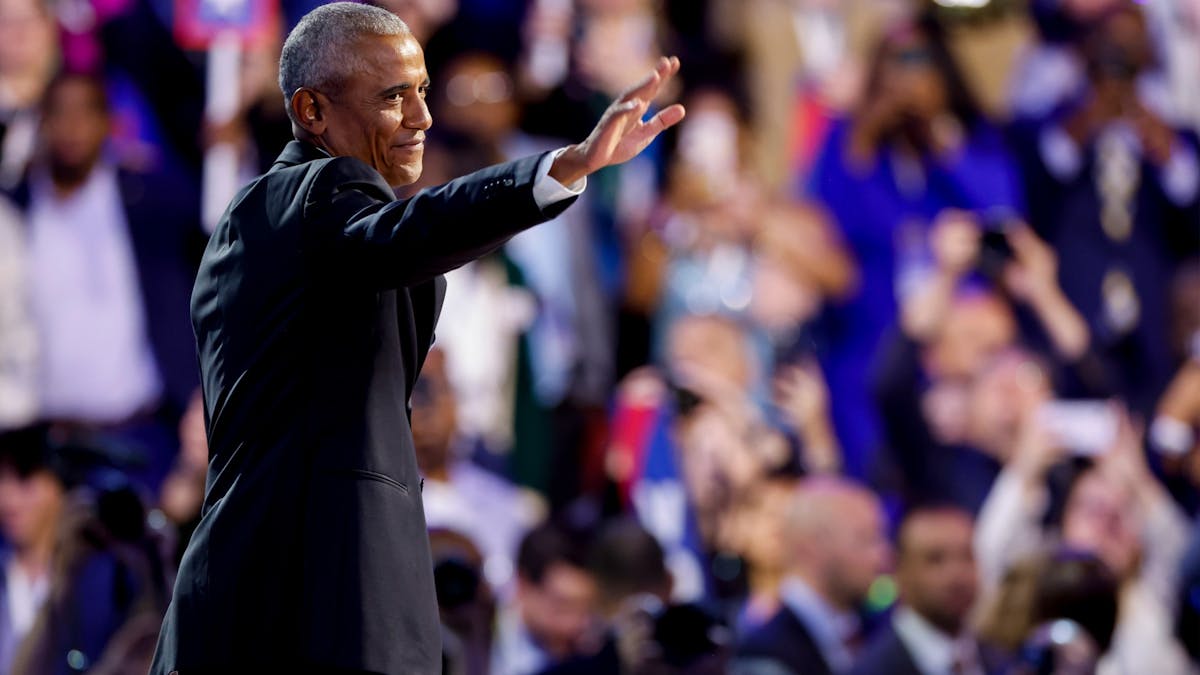 NextImg:Obama Slammed For Appearing To Make Crude Gesture About Trump During DNC Speech
