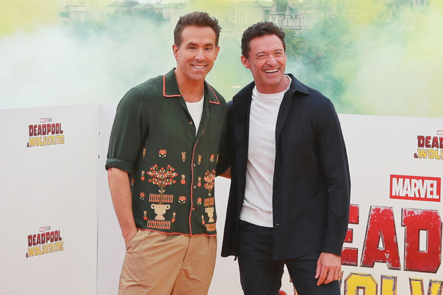 LONDON, ENGLAND - JULY 12: Ryan Reynolds and Hugh Jackman attend the "Deadpool & Wolverine" photocall at IET London on July 12, 2024 in London, England. (Photo by Dave Benett/WireImage)