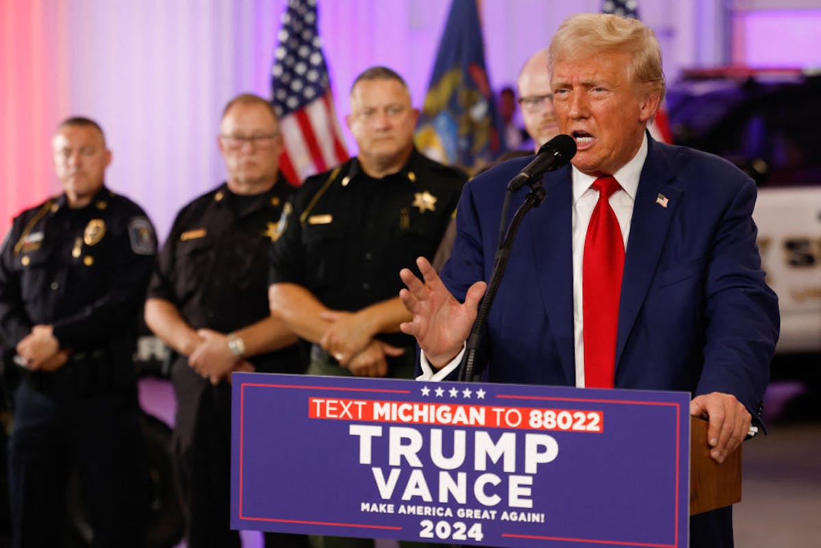 NextImg:‘We’re Back’: Republicans Rally In Michigan Outside Trump’s ‘Law And Order’ Speech