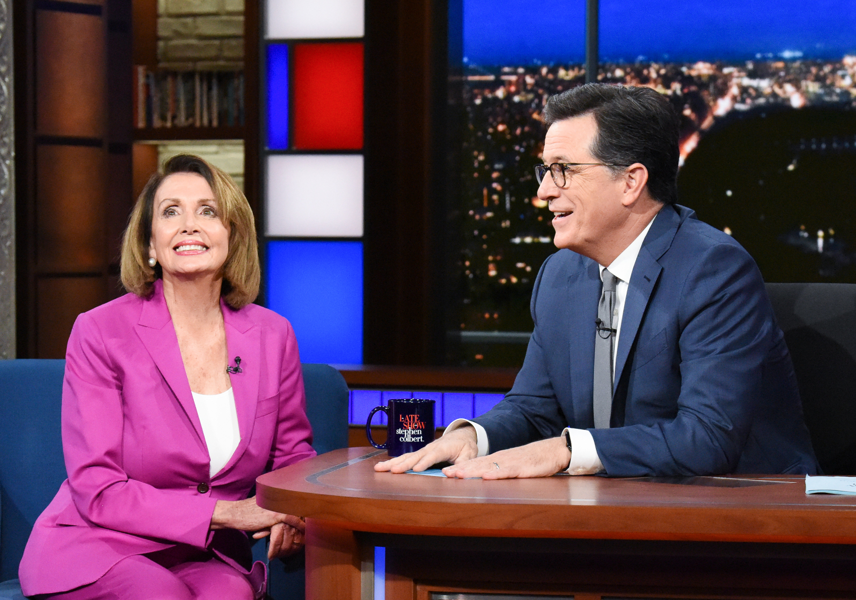 Anti-Israel Protestors Interrupt Colbert’s Live Interview With Nancy Pelosi Outside DNC