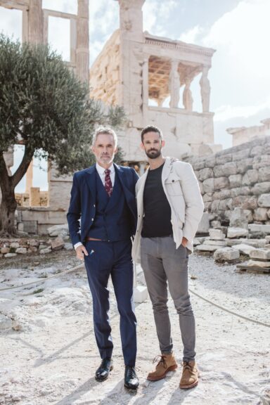 Dr. Jordan B. Peterson and Spencer Klavan in Athens. Gregory Woodman. DailyWire+.