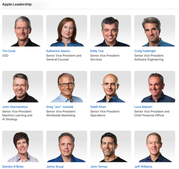 Screenshot: Apple.com/Leadership/