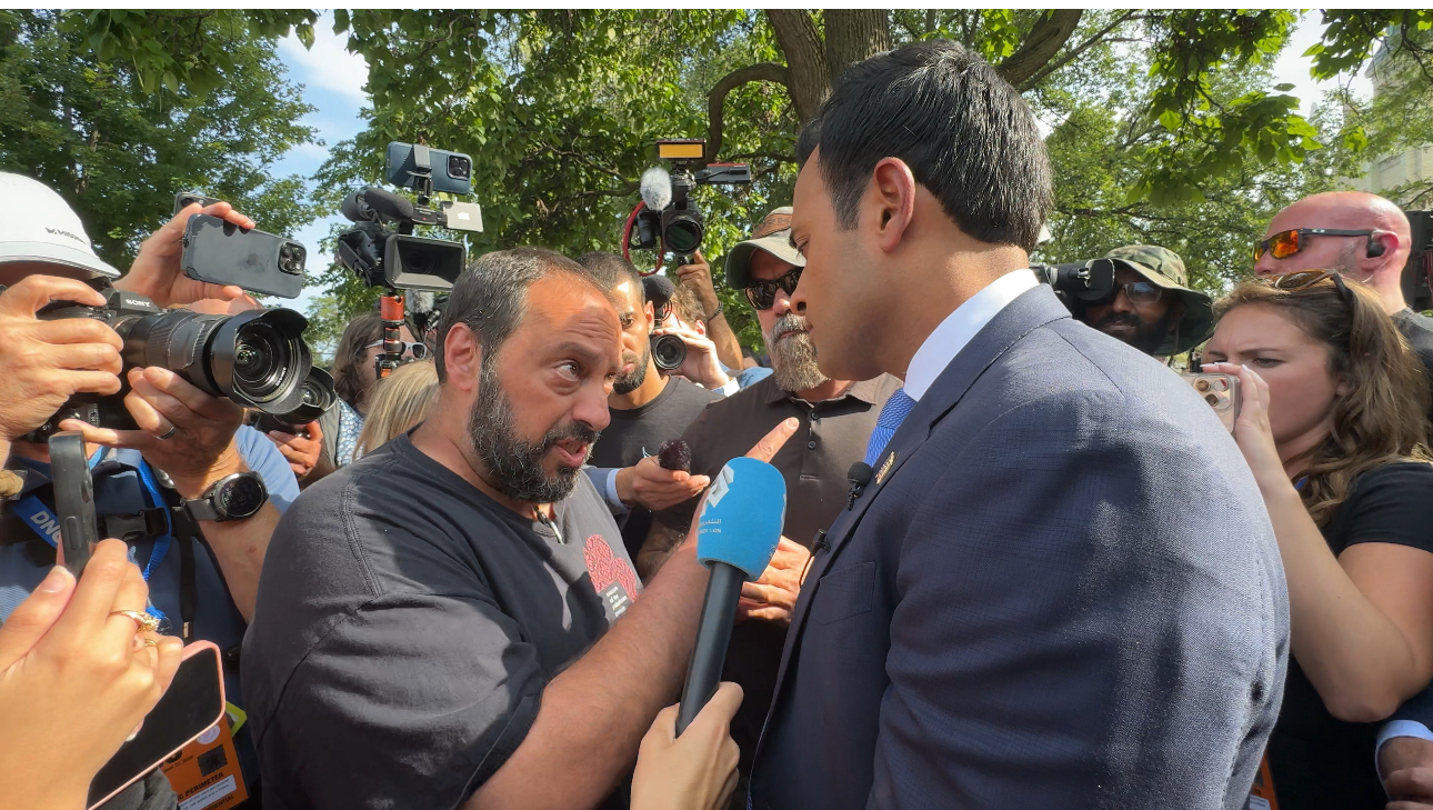 WATCH: Vivek Ramaswamy Chased Out By Angry Mob At Anti-Israel Protest Outside DNC