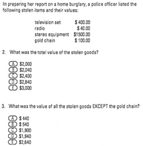  A sample test question from the Maryland Department of State Police's former written test.