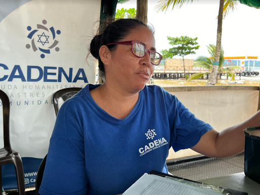 The Cadena NGO worker in Necoclí, Colombia. August 2024. Photo by Todd Bensman