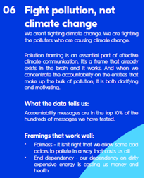 A slide detailing how to talk about climate change.