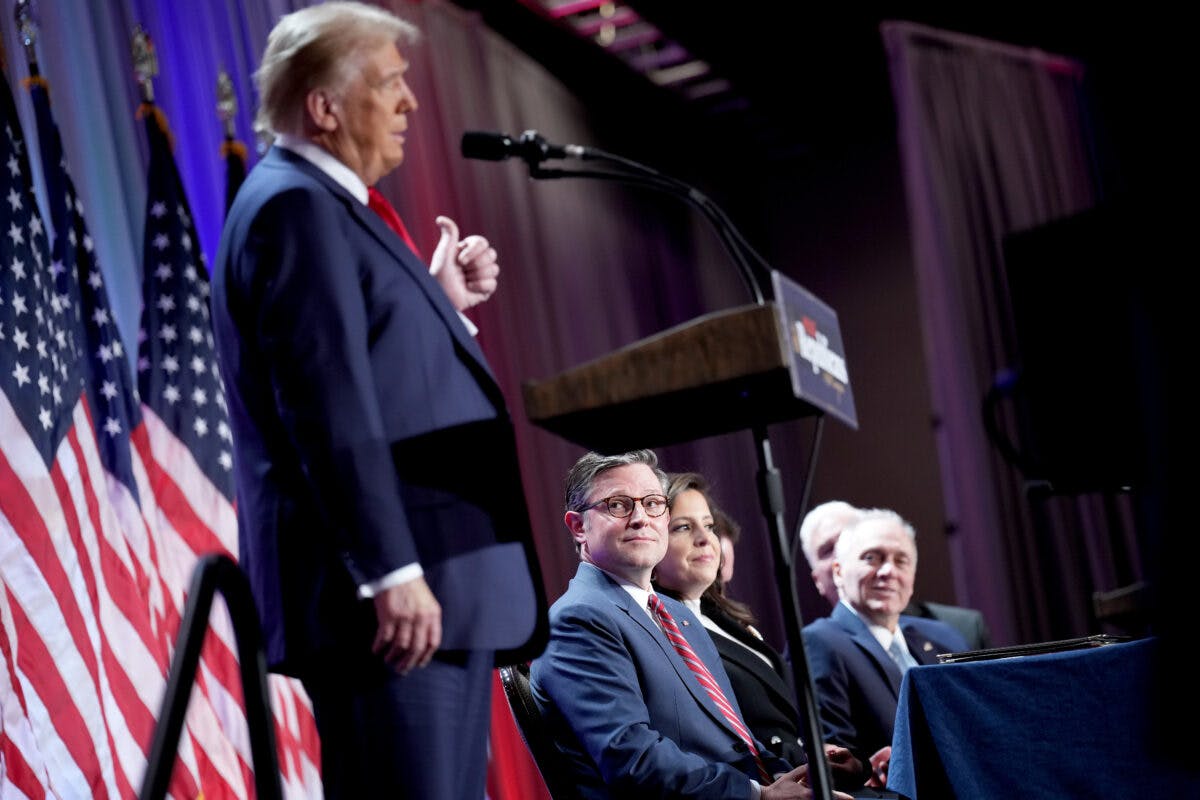 NextImg:Trump Says He’s With Speaker Johnson ‘All The Way’