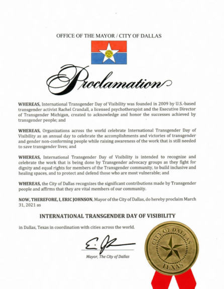 International Transgender Day of Visibility proclamation. 