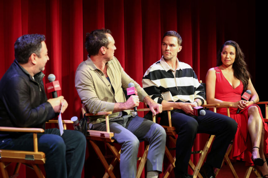 LOS ANGELES, CALIFORNIA - OCTOBER 16: Scott Feinberg, Jude Law, Nicholas Hoult and Jurnee Smollett attend the SAG-AFTRA Foundation Conversations Presents "The Order" at The Meryl Streep Center for Performing Artists on October 16, 2024 in Los Angeles, California. (Photo by Araya Doheny/Getty Images for SAG-AFTRA Foundation)