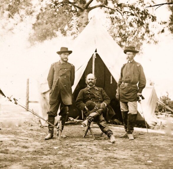 UNITED STATES - CIRCA 1863: Warrenton, Virginia. Gen. Ambrose E. Burnside and staff officers (Photo by Buyenlarge/Getty Images)