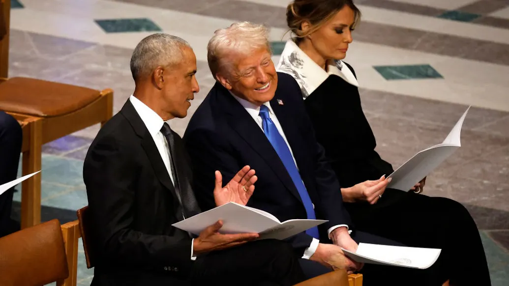 Trump And Obama Seen Chatting At Jimmy Carter Funeral, Earn Glare From Kamala