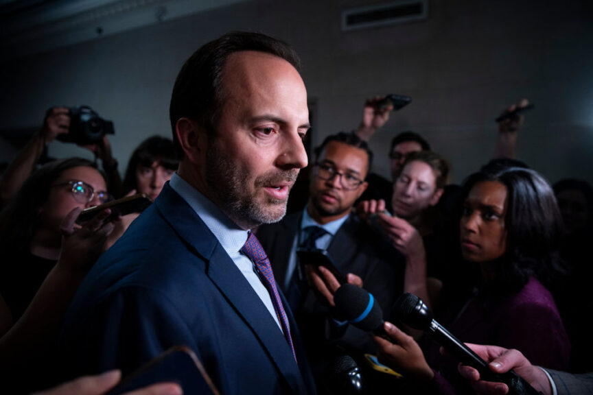 Representative Lance Gooden, a Republican from Texas, speaks to members of the media outside of a House Republican caucus meeting on Capitol Hill in Washington, DC, US, on Tuesday, Oct. 24, 2023. Representative Tom Emmer dropped his bid for House speaker Tuesday after criticism from Donald Trump, becoming the third GOP nominee for the leadership post to be dragged down by seething divisions within the party. Photographer: Al Drago/Bloomberg via Getty Images