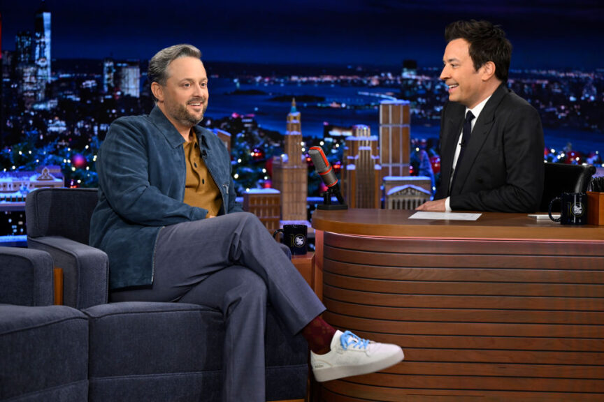 THE TONIGHT SHOW STARRING JIMMY FALLON -- Episode 2071 -- Pictured: (l-r) Comedian Nate Bargatze during an interview with host Jimmy Fallon on Wednesday, December 18, 2024 -- (Photo by: Todd Owyoung/NBC via Getty Images)