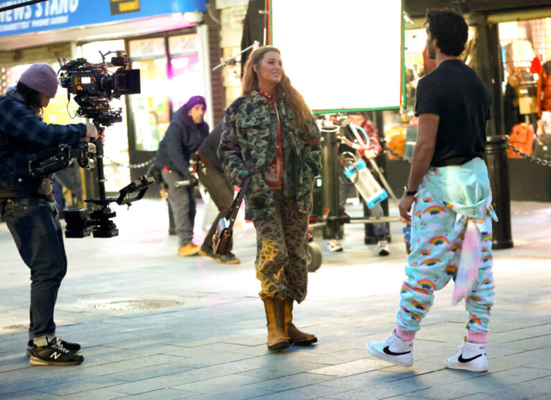 JERSEY CITY, NJ - JANUARY 12: Blake Lively and Justin Baldoni are seen on the set of "It Ends with Us" on January 12, 2024 in Jersey City, New Jersey. (Photo by Jose Perez/Bauer-Griffin/GC Images)