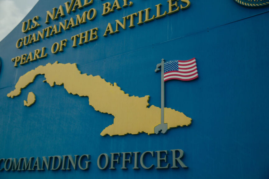 GUANTANAMO BAY, CUBA - JUNE 25: (EDITORS NOTE: Image has been reviewed by the U.S. Military prior to transmission.) The welcome sign at Naval Station Guantanamo Bay on June 25, 2023 at Guantanamo Bay, Cuba. At the prison within Naval Station Guantanamo Bay where media members are no longer allowed, 30 men still remain imprisoned while five separate war crime prosecutions involving some of the detainees proceed within Guantanamo's war court none have yet reached a trial date. (Photo by Elise Swain/Getty Images)