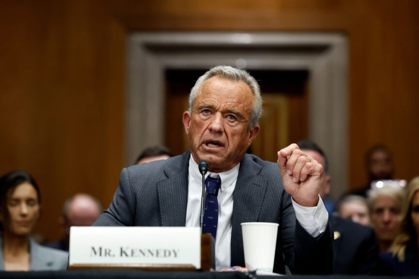 WASHINGTON, DC - JANUARY 30: Robert F. Kennedy Jr., U.S. President Donald Trump’s nominee for Secretary of Health and Human Services testifies during his Senate Committee on Health, Education, Labor and Pensions confirmation hearing at the Dirksen Senate Office Building on January 30, 2025 in Washington, DC. Kennedy is testifying for a second day following a tense three-hour hearing before the Senate Finance Committee where he clashed with Democrats over his stance on vaccines and abortion rights. (Photo by Kevin Dietsch/Getty Images)