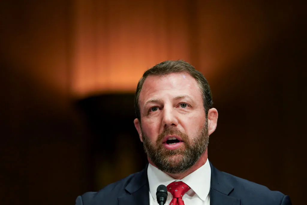 Senator Markwayne Mullin, a Republican from Oklahoma, introduces former Representative Lori Chavez-DeRemer, US Labor Secretary nominee for US President Donald Trump, not pictured, during a Senate Health, Education, Labor, and Pensions Committee confirmation hearing in Washington, DC, US, on Wednesday, Feb. 19, 2025. Chavez-DeRemer will likely need the support of a Democrat on the panel since Republican Senator Rand Paul said he'd oppose the former Oregon congresswoman over her past support for union-friendly legislation. Photographer: Allison Robbert/Bloomberg via Getty Images