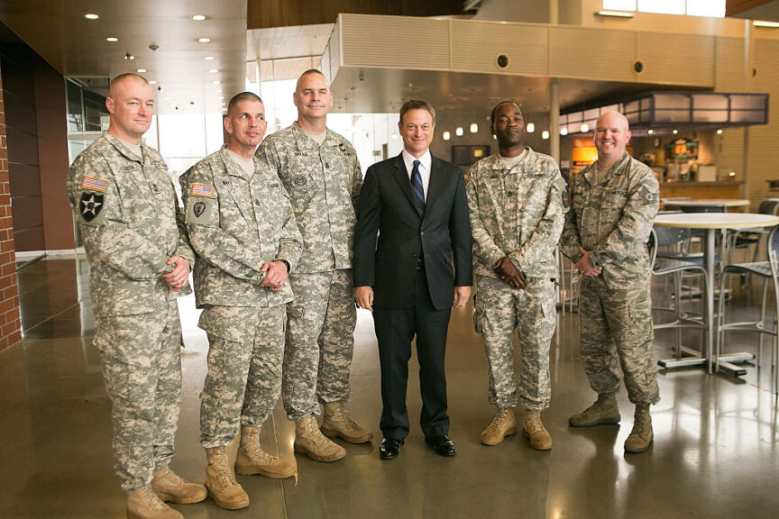 LAKEWOOD, WA - DECEMBER 09: Actor and Director Gary Sinise makes an appearance at Clover Park Technical College on December 9, 2014 in Lakewood, Washington. (Photo by Suzi Pratt/Getty Images)