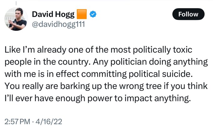 Screenshot: Twitter/X/@davidhogg111. https://pbs.twimg.com/media/Giz6DrXXwAARIad?format=jpg&name=small. 