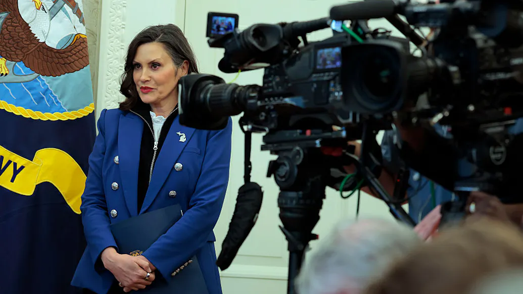 Gretchen Whitmer Mocked For Trying To Hide Her Face From Cameras In Oval Office