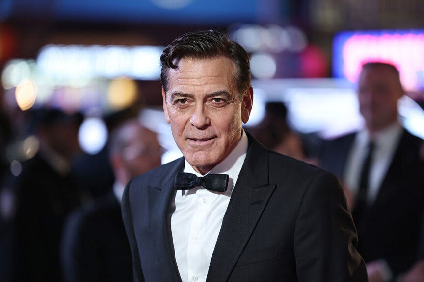NEW YORK, NEW YORK - APRIL 03: George Clooney attends "Good Night, And Good Luck" Broadway Opening Night at Winter Garden Theatre on April 03, 2025 in New York City. (Photo by Jamie McCarthy/Getty Images)