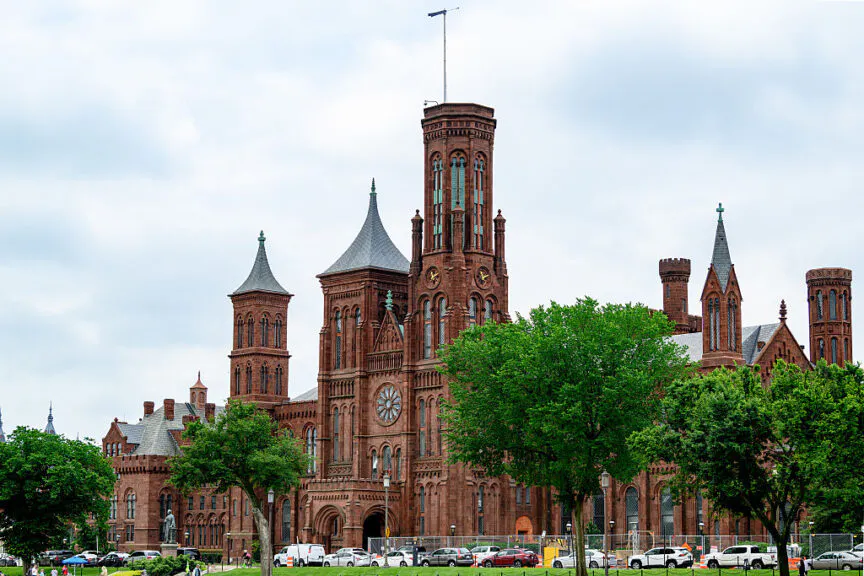 WASHINGTON, DC - MAY 29: A view of the Smithsonian Institution near the National Mall on May 29, 2025 in Washington, DC. (Photo by Roy Rochlin/Getty Images)