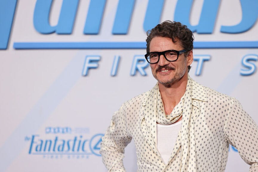 BERLIN, GERMANY - JULY 08: Pedro Pascal attends the "The Fantastic Four: First Steps" blue carpet fan event at Das Center on July 08, 2025 in Berlin, Germany. (Photo by Gerald Matzka/Getty Images)