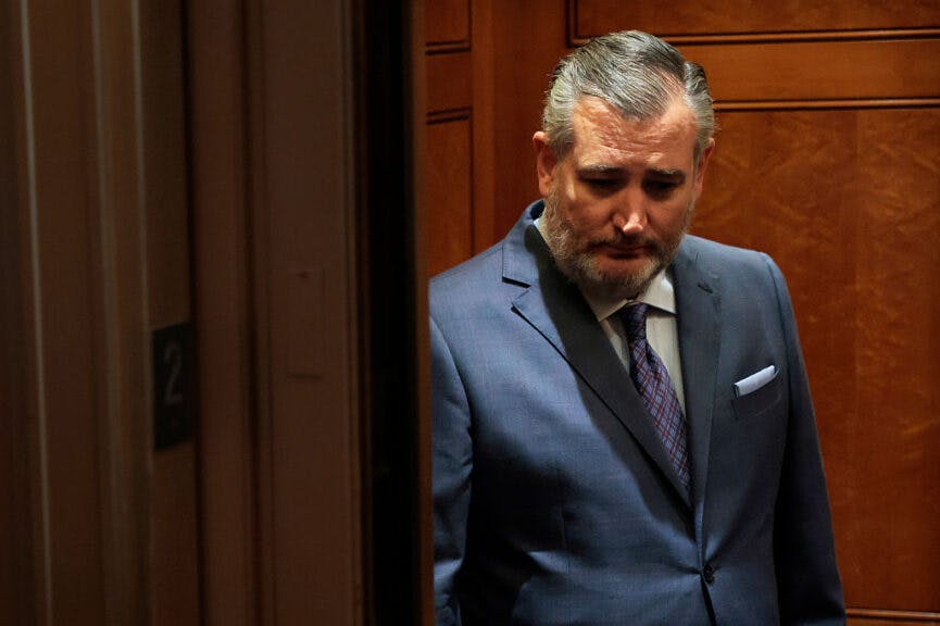 WASHINGTON, DC - JULY 10: U.S. Sen. Ted Cruz (R-TX) rides in an elevator outside of the Senate Chambers in the U.S. Capitol on July 10, 2025, in Washington, DC. The U.S. Senate has begun working to complete the business week ahead of returning home for a weekend recess. (Photo by Anna Moneymaker/Getty Images)