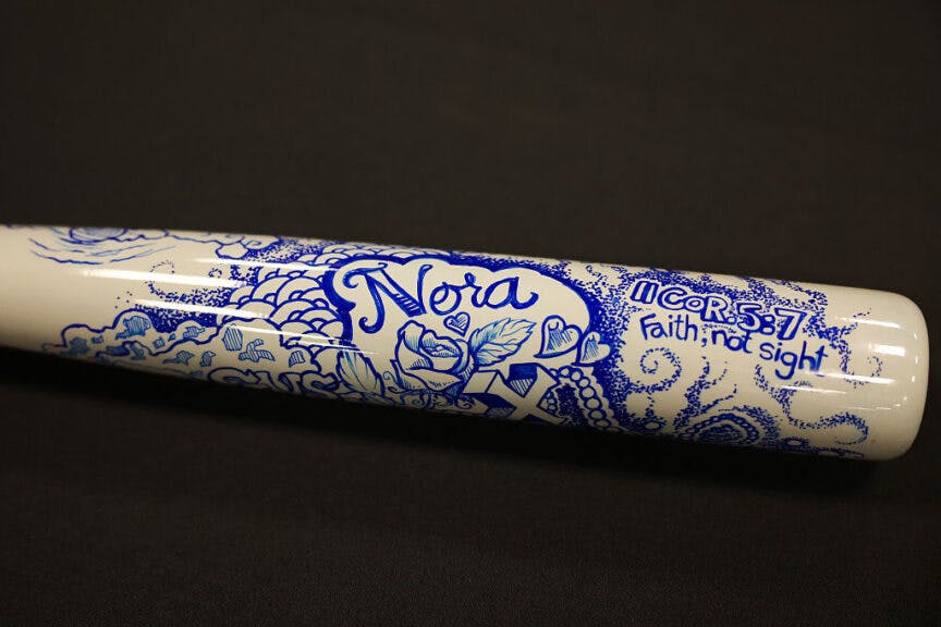 The bat of Aaron Judge #99 of the New York Yankees before the Workout during MLB All-Star Week at Truist Park on July 14, 2025 in Atlanta, Georgia.