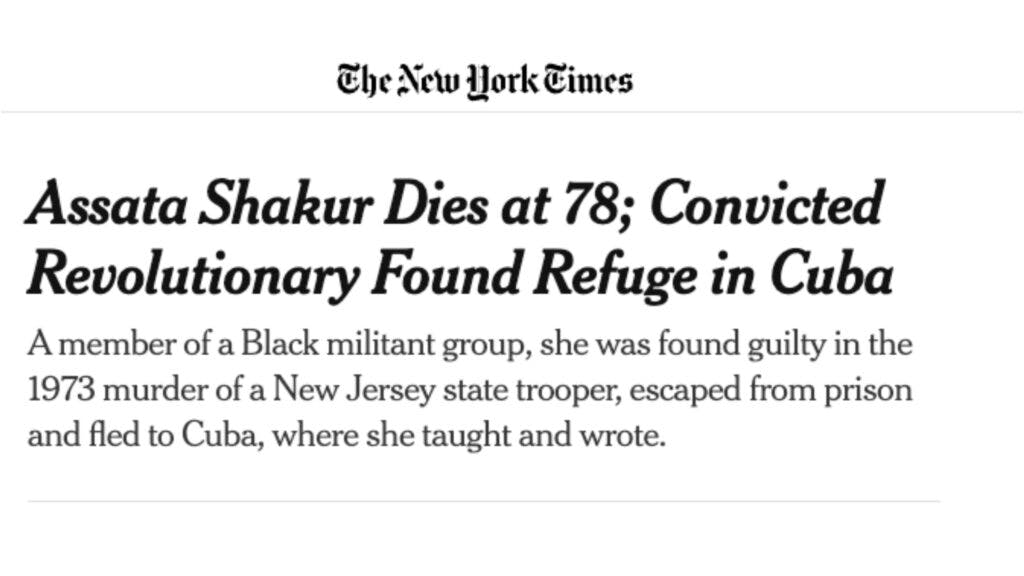 Credit: New York Times. https://www.nytimes.com/2025/09/26/obituaries/assata-shakur-dead.html