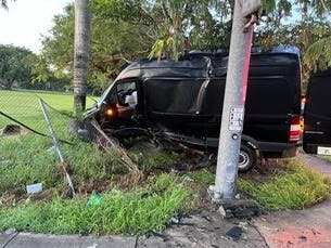 The illegal immigrant hit multiple ICE vehicles and a van before he tried to evade arrest.