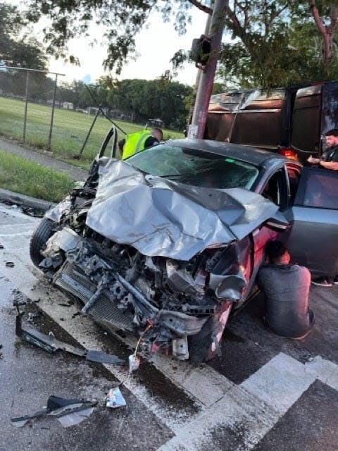 The illegal immigrant's crushed vehicle was recovered at the scene.