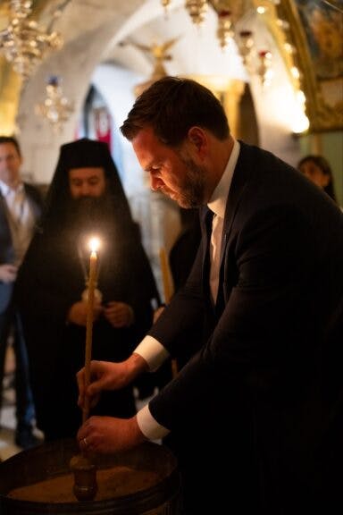 Vice President JD Vance and Second Lady Usha Vance tour the Church of the Holy Sepulchre in Jerusalem, Thursday, October 23, 2025. (Official White House Photo by Emily J. Higgins.)